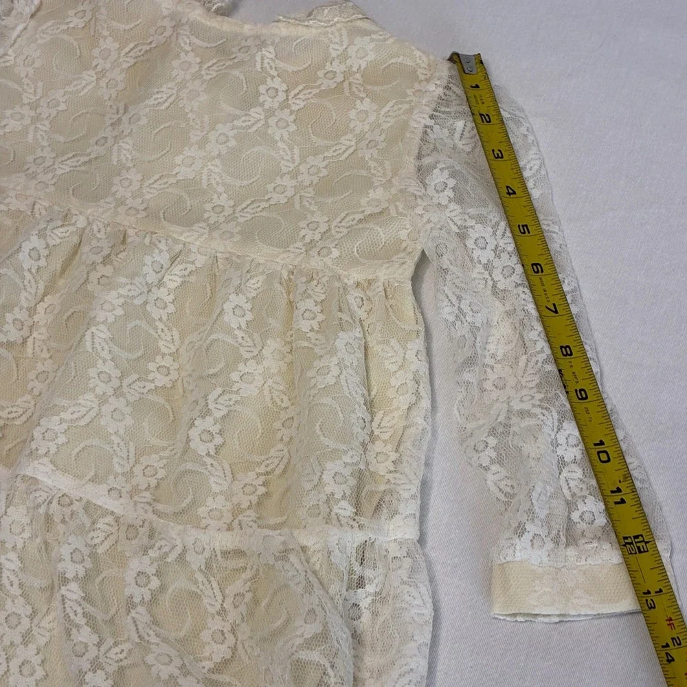 Vintage Little Precious Girls Cream‎ Lace Tiered Dress Size 4T